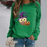 Halloween Costumes Pattern Printing Long Sleeve Crew Neck Sweater Female