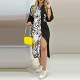 Kendall Jenner Wedding Guest Dress Temperament Commute Sexy Print Single-Breasted Shirt