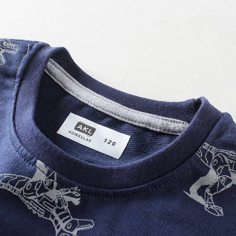 Children Long Sleeve Shirts Spring and Autumn Long Sleeve Printed Tops for Boys