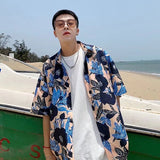 Men Shirts Floral Shirt Half Sleeve