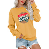 Merry and Bright Sweatshirts Merry and Bright Printed Large Size round Neck Sweater