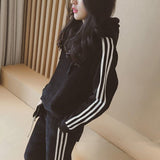 Velour Tracksuit Gold Velvet Fall Winter Hooded Suit Female Brushed Hoody Leisure Sports Two-Piece Suit