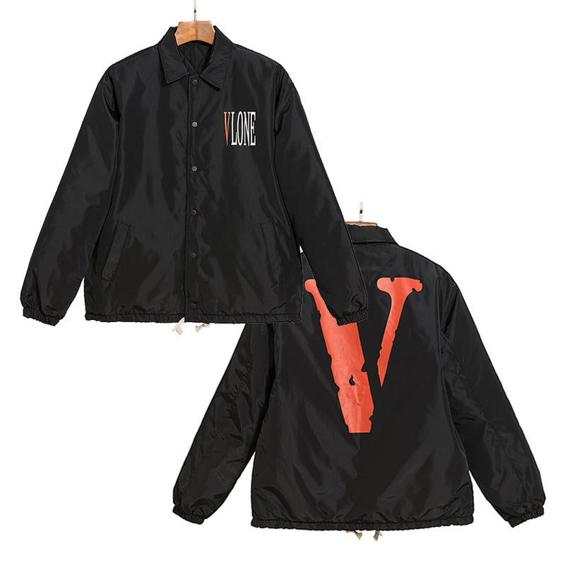 Vlone Jean Jacket Printed Baseball Uniform Cotton Jacket Outside