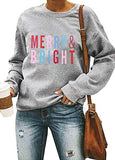 Merry and Bright Sweatshirts Christmas round Neck Sweater