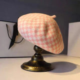 Vintage Check Bucket Hat Knitted Beret
