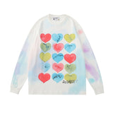 Man Fall Outfits Heart Printing Long-Sleeved T-shirt Men's Top Printed T-shirt Autumn
