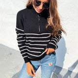 Women Pullover Knit Sweater Women's Clothing Autumn and Winter Clothes Female Zipper Thoracotomy Sweater