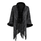 Women's Cardigan Knit Sweater Autumn and Winter Shawl Sweater Women's Fur Collar Cardigan Coat