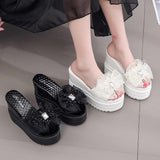 High Heels Slippers Summer Wedge Platform Bow Fashion Slippers