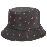 Bucket Hat Fishing Cap Cotton Print Fisherman Hat Fashion Heart Printing Outdoor Sun Protection