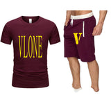 Vlone T Shirts & Shorts 2 Piece Set Men'S Printed Casual Short-Sleeved T-Shirt