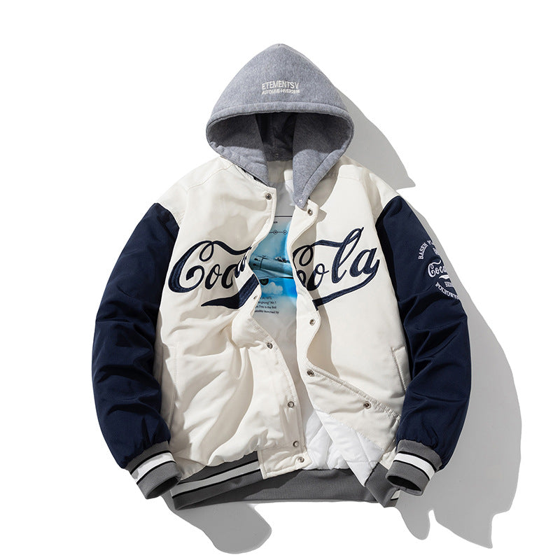 Varsity Jacket Embroidered Coat Men'S Winter Colorblock Baseball Uniform