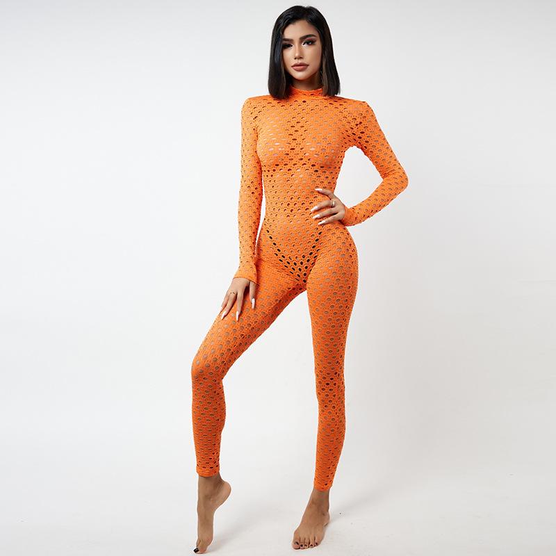 Autumn Women's Sexy Cutout High Waist Hip Lift Tight Casual Fitness Sports Jumpsuit