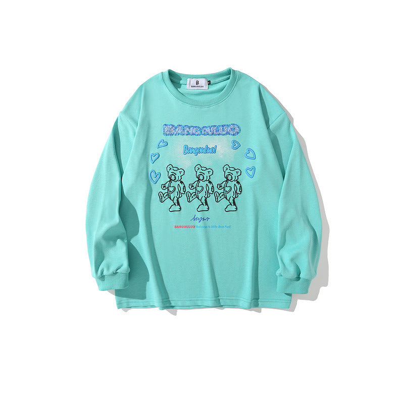 Man Fall Outfits Sweater Men's and Women's Autumn and Winter Loose Cartoon Letter Student Top