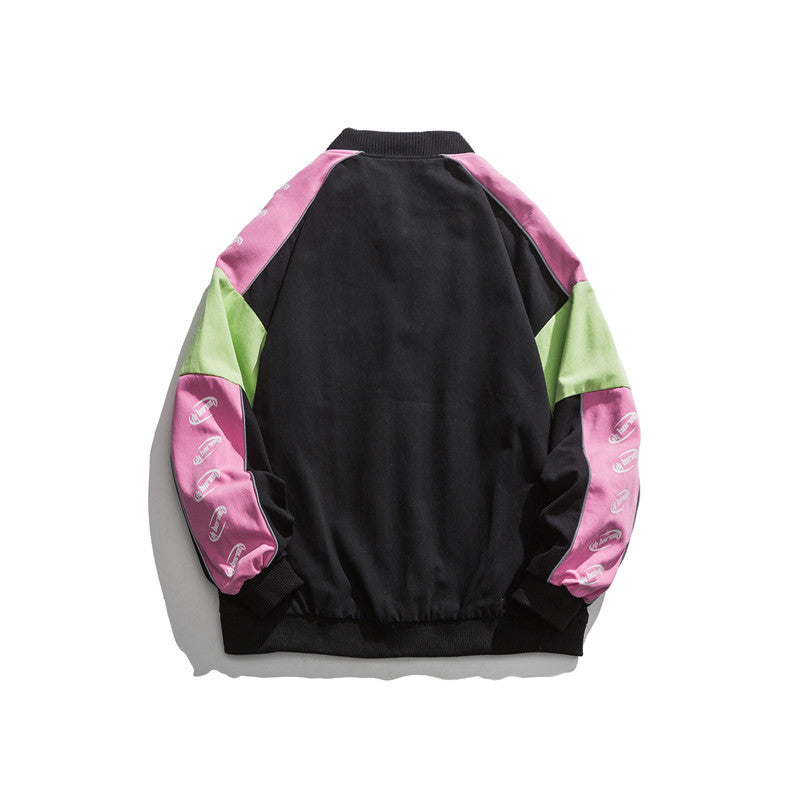 Man Fall Outfis Autumn Vintage Color Matching Overalls Men Loose Street Casual Jacket