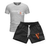 Vlone T Shirts & Shorts 2 Piece Set Men'S Sports Round Neck T-Shirt Shorts Set