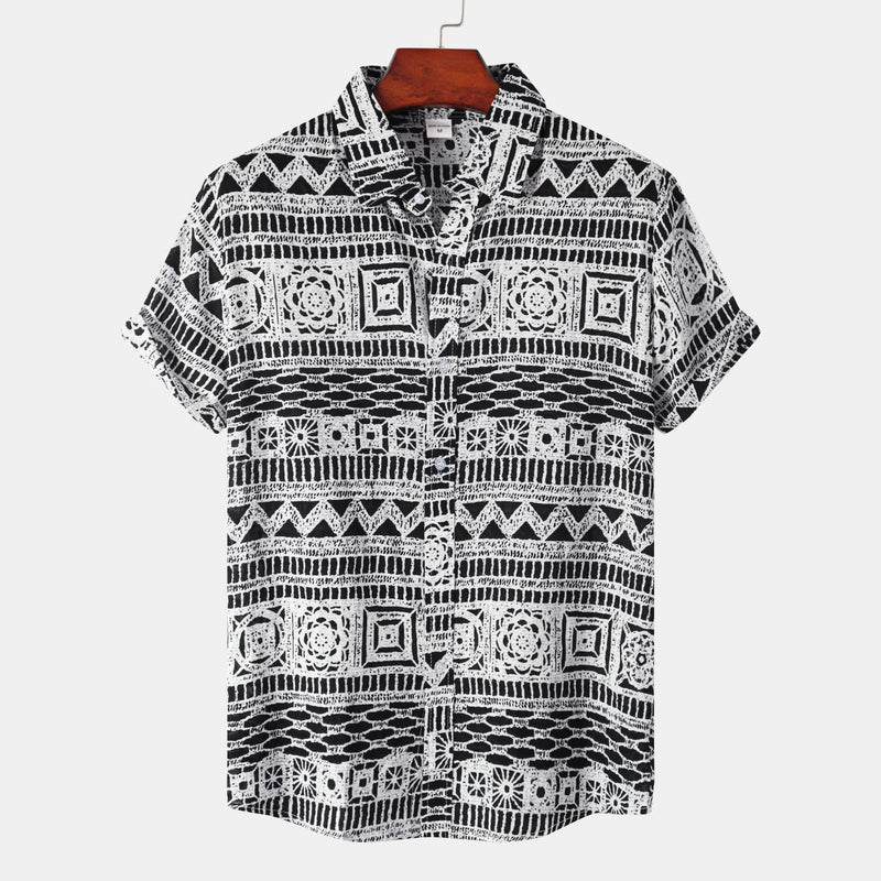 Camp Collar Shirt Short Sleeve Printed Shirt