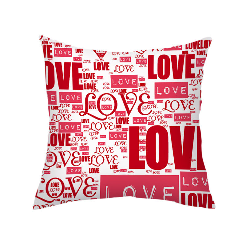 Valentine's Day Pillow Covers 4 Piece Random Styles Together, Printed Couple Love Love Heart Flowers Back Cushion