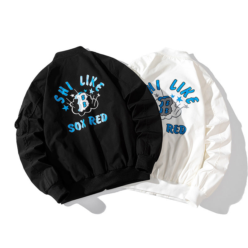 Varsity Jacket Men'S Thin Pilot Jacket Women'S Couple Trendy Youth Street Dance Hip-Hop Baseball Uniform Hooded Jacket