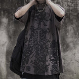 Skull Apparel Skull Print Loose Retro Short Sleeve T-shirt