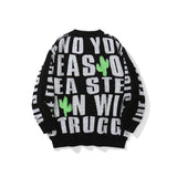 Men Sweater Letter Jacquard Sweater Men's Trendy Pullover