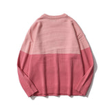 Men Sweater Cartoon Bear Jacquard Color Matching Sweater Men's Loose Pullover