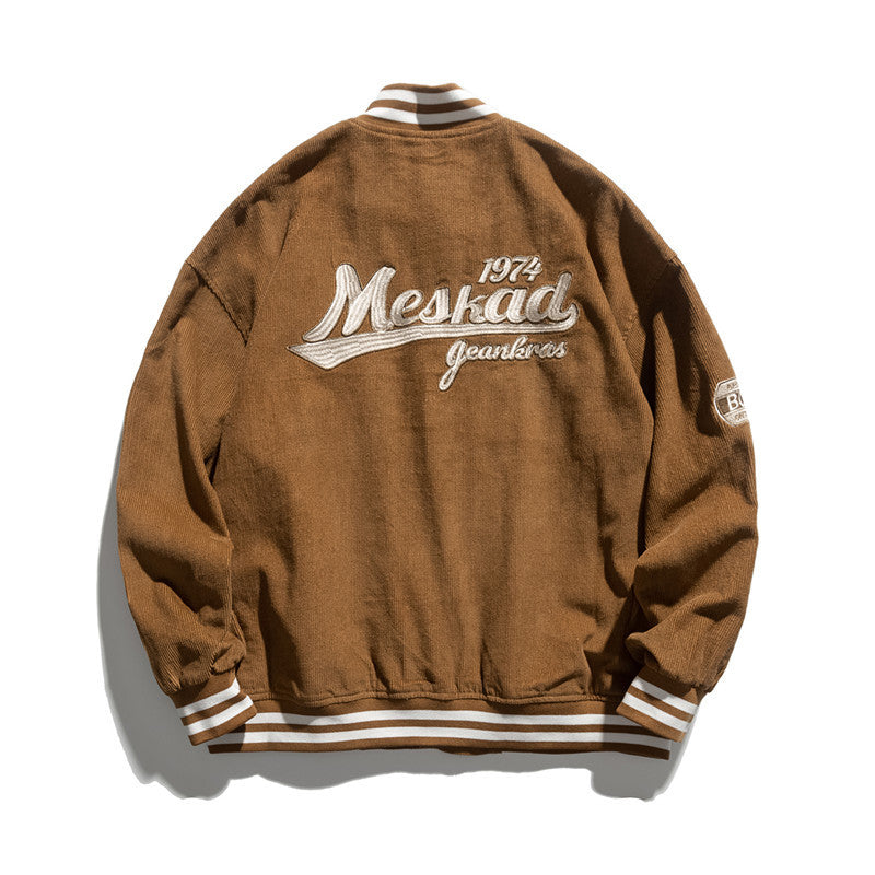 Man Fall Outfis Embroidered Baseball Uniform Coat Hip Hop Loose Casual Bomber Jacket