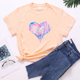 Valentine's Day T Shirt Short Sleeve Heart Printing Casual Summer Top