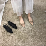 Nude Low Block Heel Flat Bag Bow