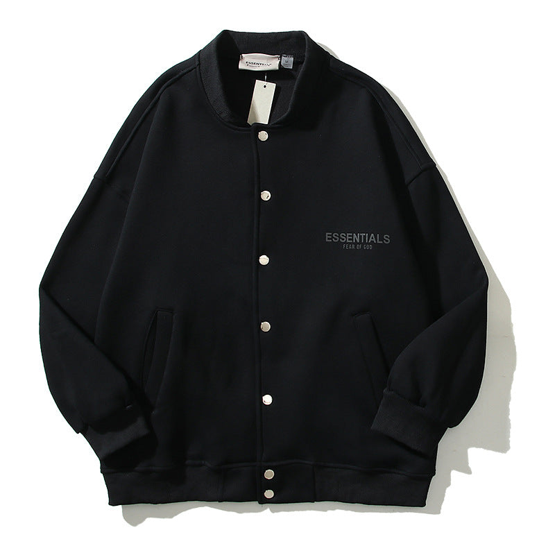 Cardigan Baseball Jacket Fog Back Silicone Letters Ins Loose Baseball Uniform Jacket