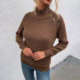Women Pullover Knit Sweater Autumn Solid Color Sweater Women's Top