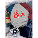 Valentine 'S Day T Shirts Couples Summer Women 'S Round Neck Long Sleeve T-shirt Women 'S Printed Top