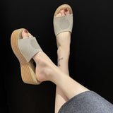 High Heels Slides Summer Thick-Soled Knitted Fashion High Heel Slippers