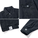 Men Denim Jackets Vintage Loose Lapels Casual Jacket