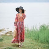 Gypsy Style Dresses Embroidered Ethnic Style V-neck Printing