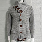 Baja Hoodie Knitted Coat Turtleneck Buttons