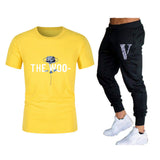 Vlone T Shirts & Pants 2 Piece Set Summer Men'S Short Sleeve T-Shirt Loose Leisure Sports