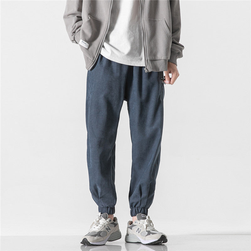 Man Fall Outfis Autumn Retro Ankle Banded Working Pants Men's Loose All-Matching Wide Leg Casual Pants