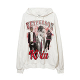 Man Fall Outfits Hip Hop Printed Hoodie Men's and Women's Pullover Black White Autumn and Winter