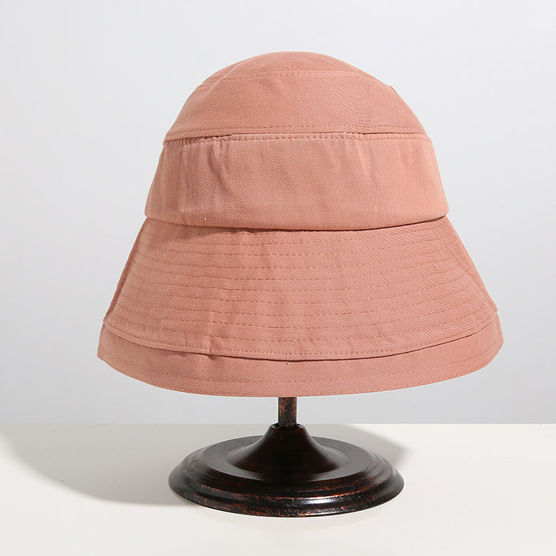 Women Bucket Hat Fisherman Cover Face Solid Color Wide Brim Bucket