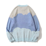 Men Sweater Cartoon Jacquard round Neck Sweater Men's Autumn Trendy Color Matching Pullover