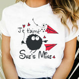 Valentine's Day T Shirts Couples T-shirt Heart Printing Women's Base Shirt round Neck plus Size