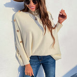 Women Pullover Knit Sweater Autumn and Winter plus Size Turtleneck Sweater for Women