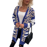 Women Cardigan Sweater Women's Leopard Print Sweater for Autumn and Winter