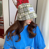 Vintage Check Bucket Hat Plaid Sun Protection Sun-Proof Basin Hat