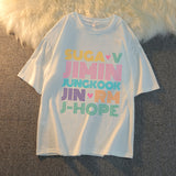 BTS Proof T Shirt Short Sleeve Korean T-shirt Bullet-Proof Youth League Member Name Peripheral Support Song-Promotion Costume Same Style Short-Sleeved T-shirt