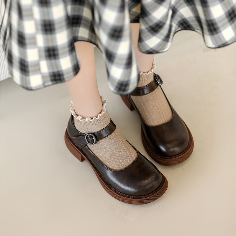 Mary Jane Shoes Autumn And Winter Style Black Jk Uniform Shoes Women