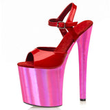 Hot Pink Heels 20cm Pink Solid Color High Heel Transparent Sandals Fish Mouth