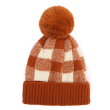 Red Beanie Hat Cotton Wool Hat Wool Fashion Plaid