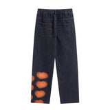 Man Fall Outfits Love Heart Letter Print Overalls Versatile Loose Straight Trousers
